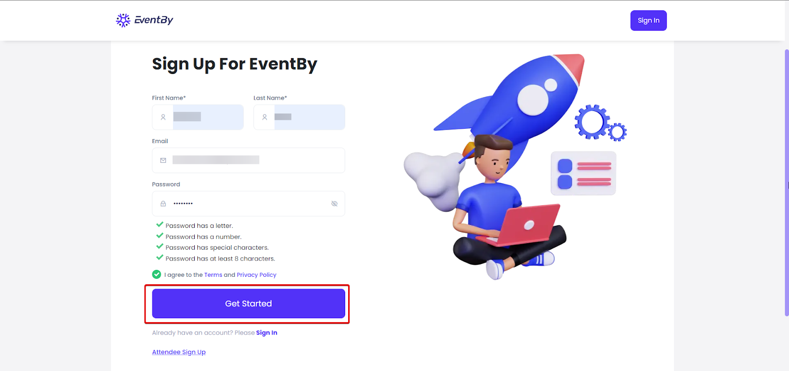 Create Your EventBy Account