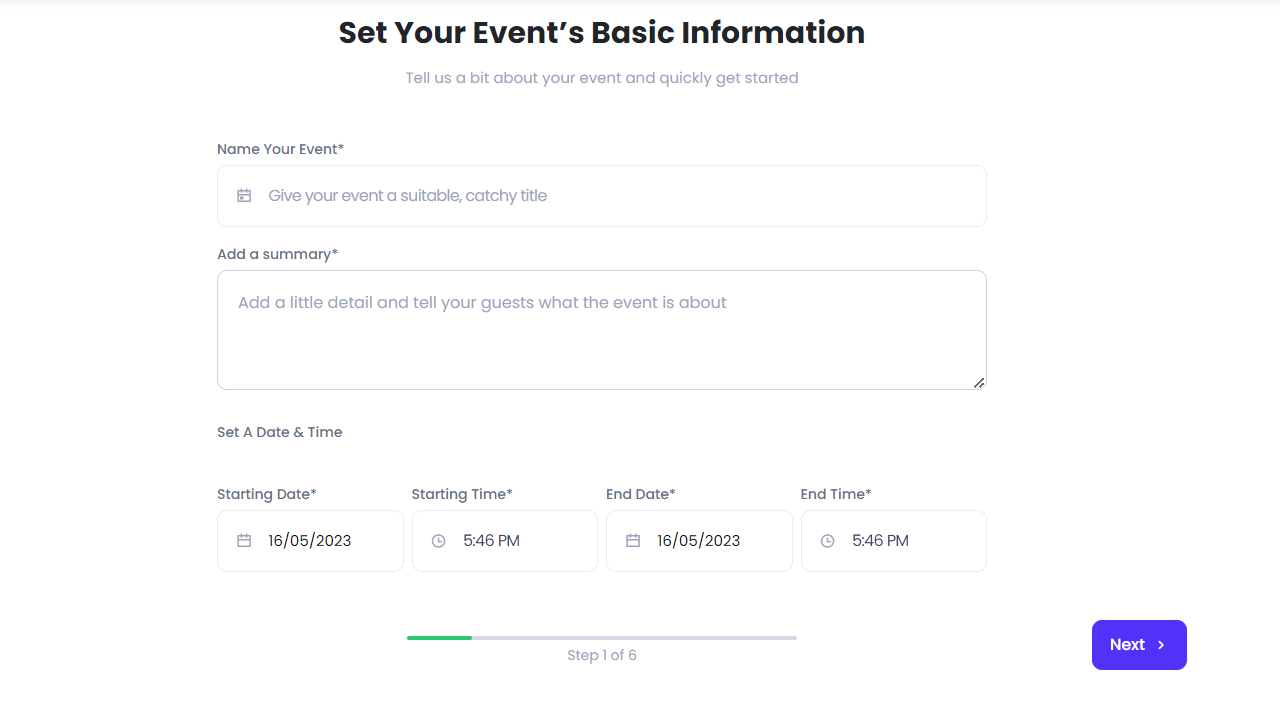 Create Online Event