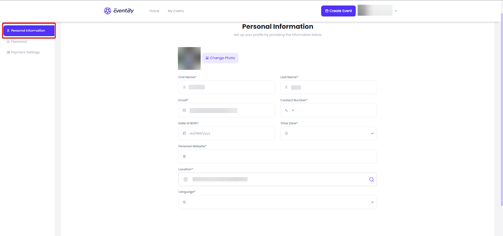 Edit Personal Information